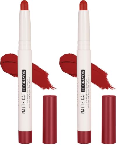 Image of Swiss Beauty Non-Transfer Matte Cat Lip Crayon | Water-Resistant | Long-Lasting 8 Hours Stay | Retractable Lip Crayon | Shade - Berry Blast, 1.5g | (Pack of 2)