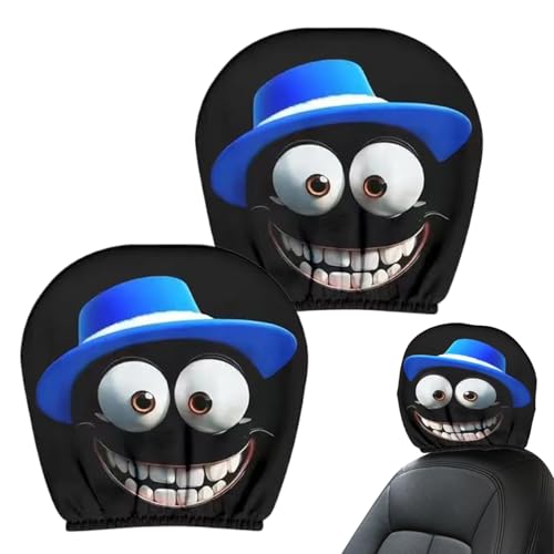 Housses de Appuie-Tête Auto | 2 Pièces Housses Coussin Appuie-Tête | Décorations Intérieures Yeux Cartoon pour Automobile Camion SUV Remorque Tracteur...