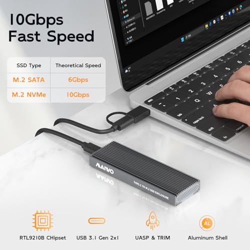 Caja externa para SSD M.2 NVMe SATA USB 3.1 Gen2 10Gbps miniatura 2