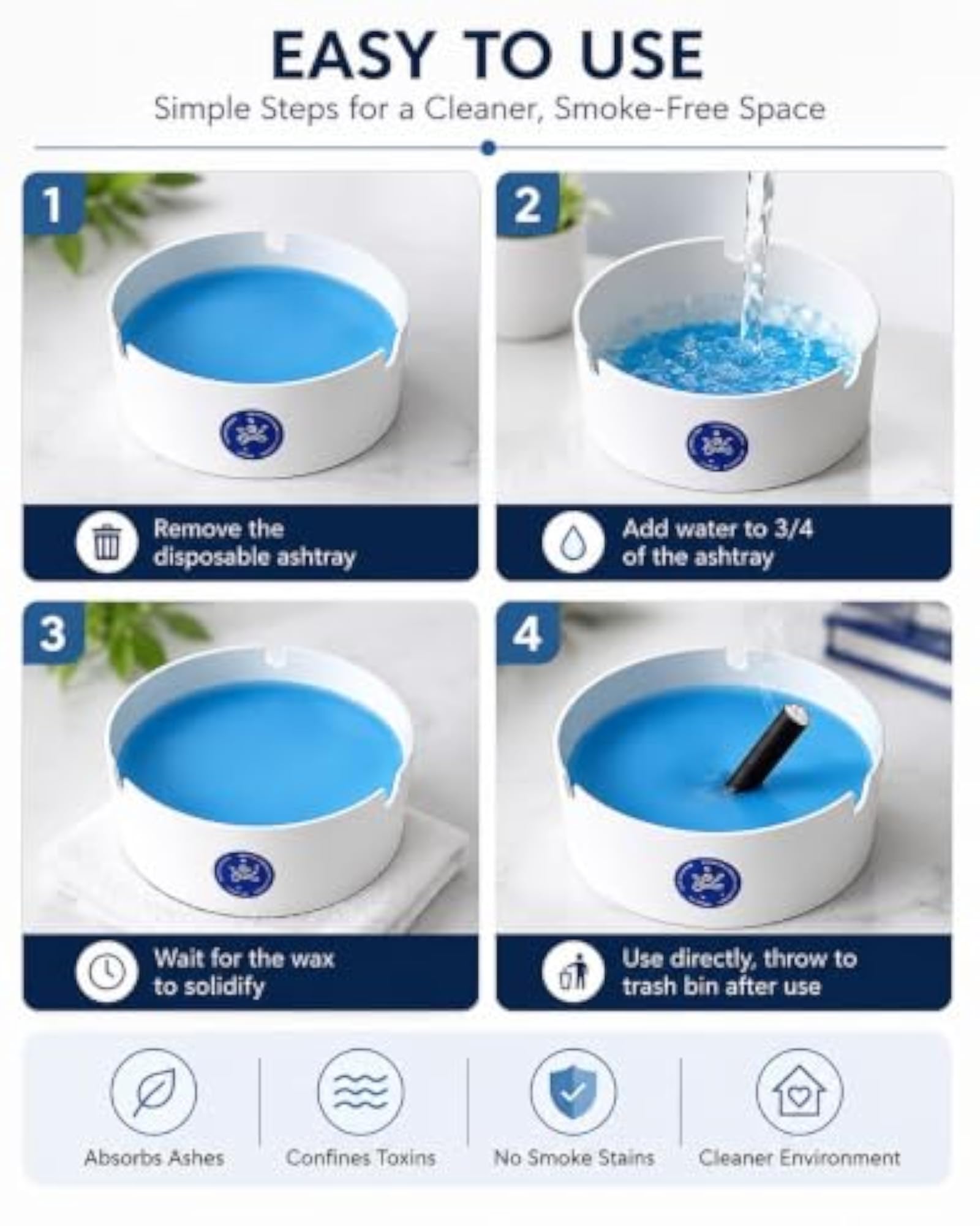 Disposable Gel Ashtray, Eco-Friendly Smokeless Cigarette Ashtray