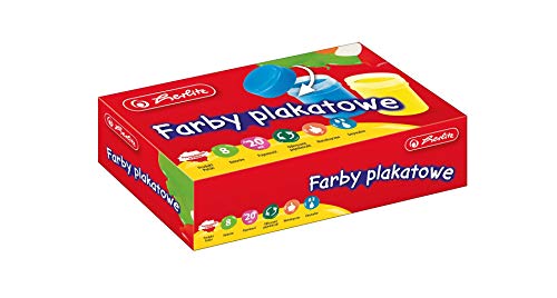 Herlitz Plakatfarben 8 Farben - Deckfarben im 20ml Becher, Malfarben Set für Kinder, hohe Deckkraft, auswaschbar, ungiftige Bastelfarben für Schule & Hobby (Schulmalfarben)