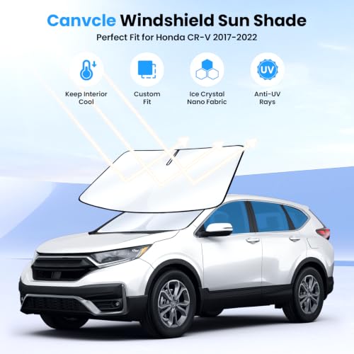 Image of Canvcle Windshield Sun Shade for Honda CR-V 2017-2022 CRV Accessories Upgraded Double-Layer Foldable Front Window Sunshade Cover Sun Visor Protector Block UV Rays Keep Vehicle Cool
