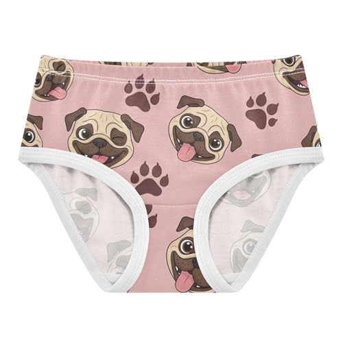 Cotton Girls Underwear Toddlers Cartoon Pug Paw Prints Pink Panties for Girl Animal Undies Kids Briefs 2t