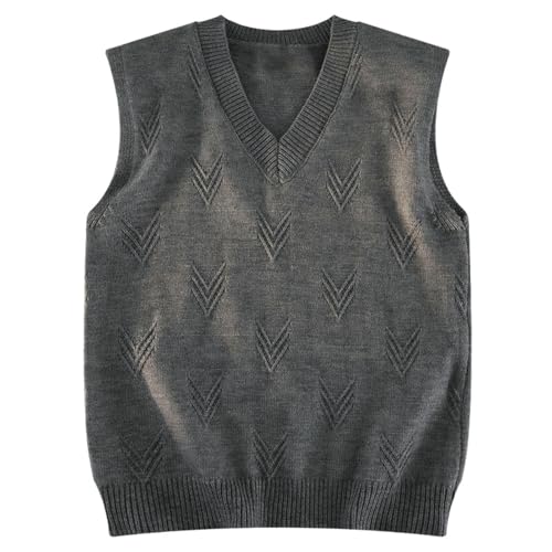 Gilet en tricot sans manches homme col V style coréen pull sans manche automne hiver