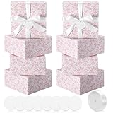 Faccito Pink 8 Pack Floral bridesmaid proposal Gift Boxes 8 x 8 x 4 Inch Flower Paper Boxes with Ribbon Label Card for Wedding Bridesmaid Gift Bridal Baby Shower Birthday Party Favor (Chinoiserie)