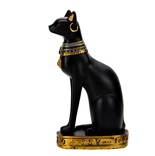 NileCart Egyptian Bastet Black Cat Goddess Statue, Large 7.5 inches — view 3