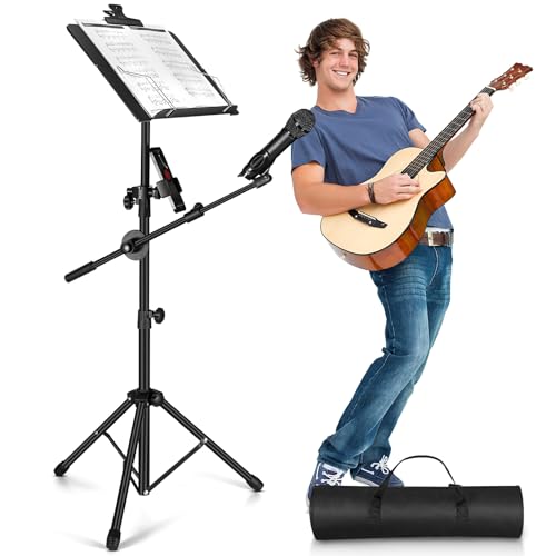 Image of Lightwish - Black Metal Sheet Portable Adjustable Music Stand Music Holder Folding Foldable