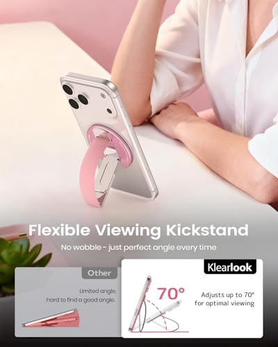 Image of 2026 Klearlook for MagSafe Phone Grip with Silicone Finger Strap, Removable Magnetic Phone Ring Holder with Adjustable Kickstand, Finger Phone Ring Grip for iPhone 17 /16 /15 /14 /13 /12 Series, White