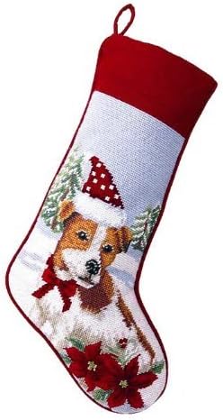 Jack Russell Terrier Needlepoint Dog Christmas Stocking