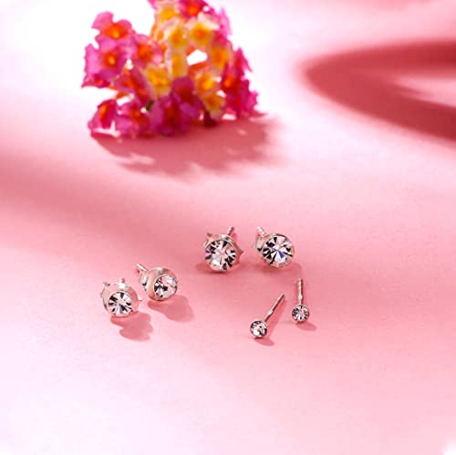 925 Sterling Crystal Stud Earrings for Anniversary Wife