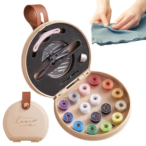 Kit de Costura - Estuche de s Doble Capa - Set de Costura Básico,para Zurcido Bordado Abalorios Tapicería Ganchillo Tejido Tela Principiantes Manualidades Acolchado Denim Jeans