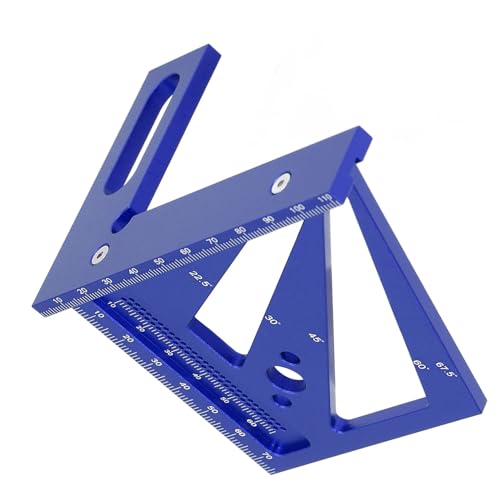 Règle de mesure multi‑angles en aluminium bleu pour traçage de précision