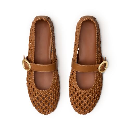 Woven Ballet Flats for Women Mesh Mary Jane Style, Elegant Breathable Fashionable for Office Wear2