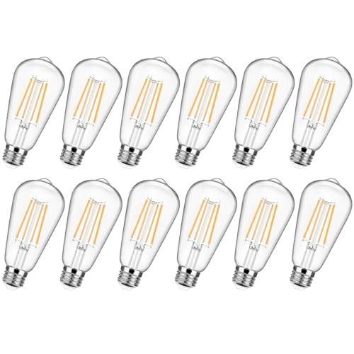 12-Pack Vintage LED Edison Bulbs 100W Equivalent 1400LM High Brightness 8W ST58 LED Filament Light Bulbs 3000K Warm White E26 Medium Base CRI90+ Antique Clear Glass for Home Dinning Room Non-dimmable