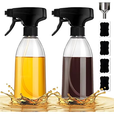MIUSITE Oil Sprayer for Cooking Air Fryer, 2 Pack Olive Oil Spray Bottle, 10oz Food-Grade Plastic Oil Spritzer Mister, Refillable Oil Dispenser Bottle for Salad, BBQ, Grilling, Kitchen Baking Cover