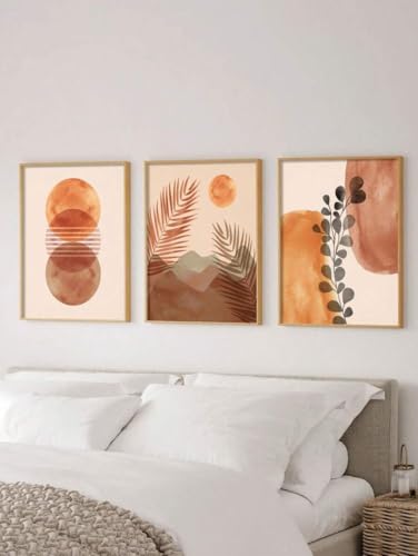Décoration murale haut de gamme géométrique marron et orange - 3
