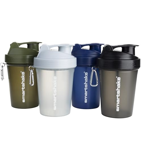 Smartshake Lite 4 Pack 400 ml/13.5 oz Protein Shaker Bottle | Silent Mixing | Leak-Proof Shaker Bottle | Shaker Cups For Protein Shakes | Gym Shaker Bottle | BPA-Free Dishwasher Safe | Multicolor