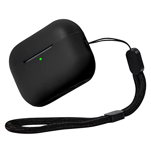 TECDW Funda AirPods Pro 2,Funda de Silicona para AirPods Pro 2[LED Frontal Visible],Silicone Funda Compatible con Apple AirPods Pro 2,Con Lanyard,AirPods Pro 2 Case Portátil a Prueba de Golpes (Negro) Cover