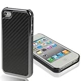 Carbon Luxus DELUXE Hard Case HÜLLE TASCHE für APPLE IPHONE 4 4G 4S DELUXE CASE HARDCASE ETUI HÜLLE SCHUTZHÜLLE COVER BUMPER SCHWARZ BLACK