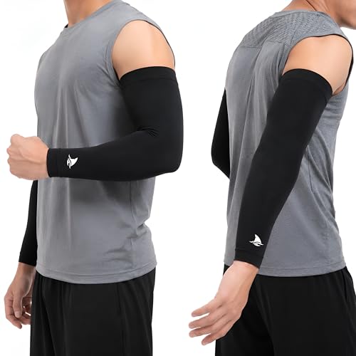 Image of Compression Arm Sleeves, UV Protection, Moisture Wicking, Athletic Performance Sleeves for Sports, Running, Training.