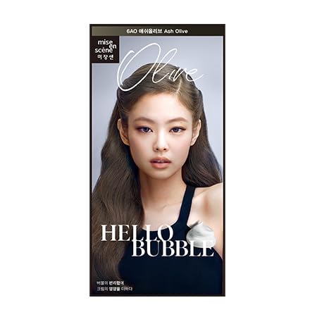 Shokunin Mise en Scene Hello Bubble Hair Color 6AO Ash Olive, 3.21 Fl Oz/95g, for Black hair