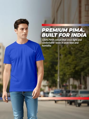 Image of 100% PIMA Cotton T Shirt for Man | Premium Men T-Shirts Regular Fit | Half Sleeve Round Neck Cotton Tshirt for Man | Mens Tees Made for Indian Climate | Available in 10 Colours