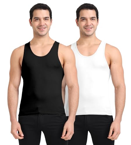 Image of Freecultr Cotton Vest for Men Sleeveless Lightweight Solid Round Neck Comfort Vest | Ultra-Soft Breathable Innerwear Sando for Gym, Sports, Workout, and Everyday Wear | Regular Fit and Durable Design