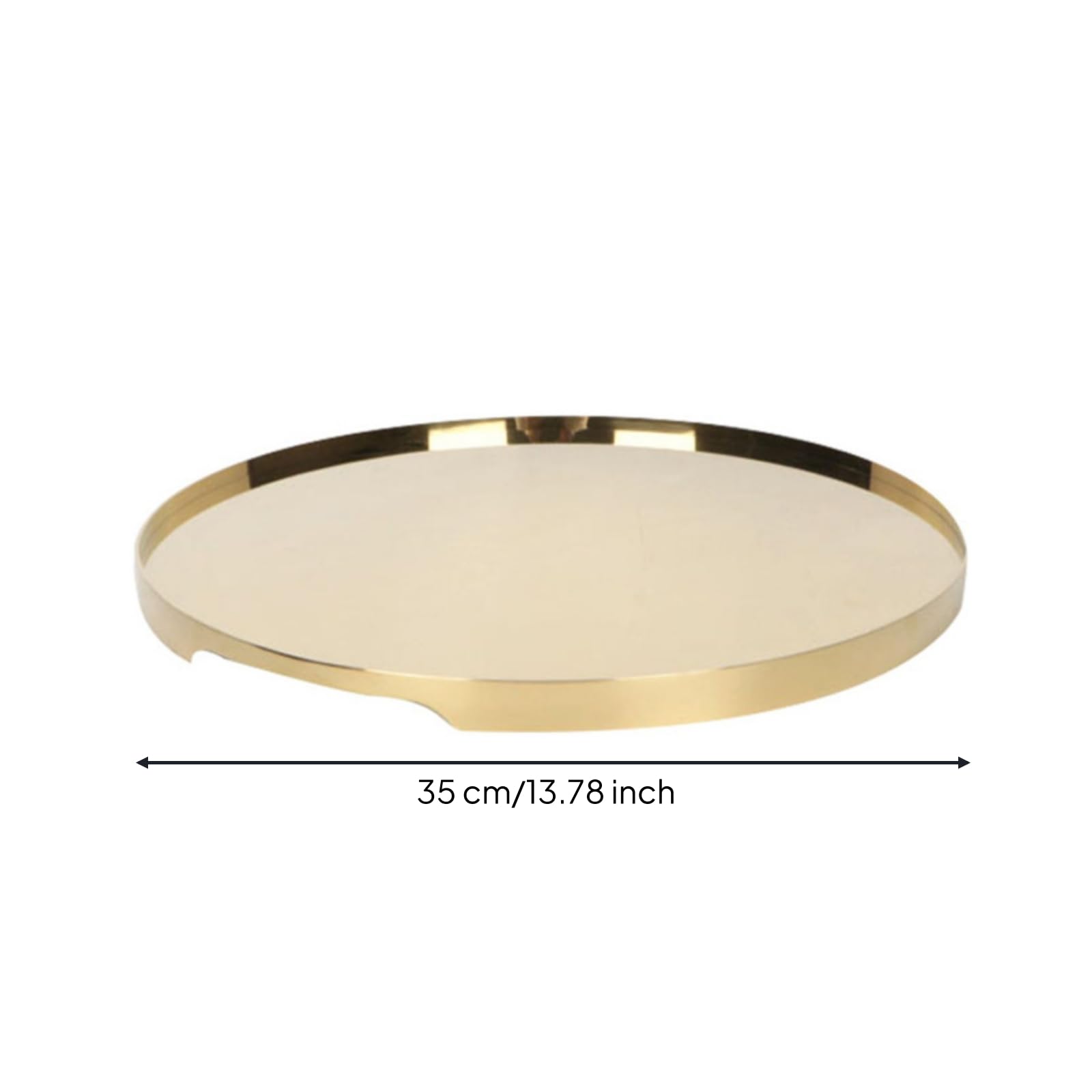 Bandeja Espejada de Servicio Bandeja Redonda Decorativa de Acero Inoxidable Bandeja Metálica de Mesa con Superficie Reflectante y Base Firme Adecuada, Dorado