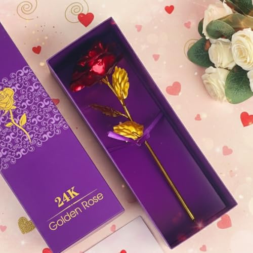 Image of Giftana Golden Red Rose with Gift Box for Girlfriend, Best Gift for Mother's Day, Valentine's Day, Anniversary & Birthday Gifts, Best Gifting Item for Wife, Boyfriend, Husband, Gift for Him & Her