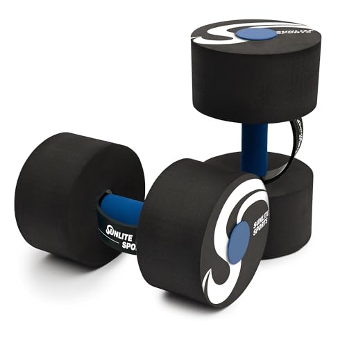 Sunlite Sports Water Weights Pool Exercise Dumbbells Water Aerobic Equipment High-Density EVA-Foam Dumbbell with Handle Strip Aqua Therapy Pool Fitness Water Exercise Set of 2
