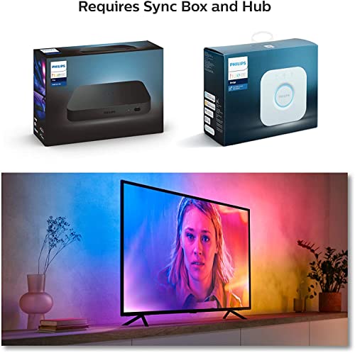 Image of Philips Hue Gradient LED LightStrip 55in (Sync with TV, Music and Gaming), Hue Hub & Hue Sync Box Required (Renewed)