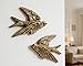 AMOIENSIS Bird Wall Sculpture Art, (Set of 2) 4¾ inch Resin Antique Gold Bird 3D Sculpted Floating Hanging Wall Sculpture Decoration