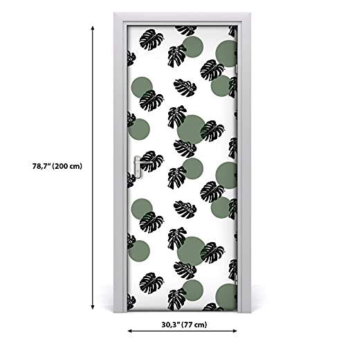 Vinilo para puerta Monstera 77x200 cm - Mural autoadhesivo impermeable y lavable 3