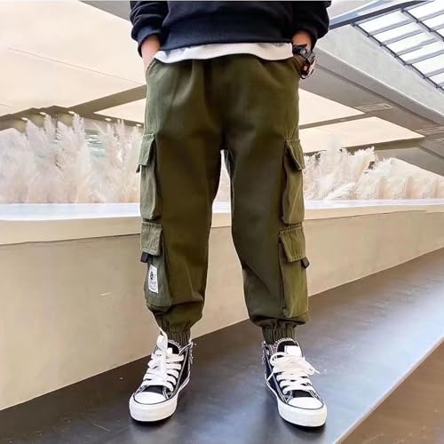Boys Cargo Joggers Pants Kids' Stretch Elastic Waist Casual Jogging Trousers Bottom for Kids 12-13 Years3