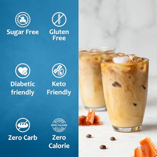 Syruvia Sugar-Free Salted Caramel & Sugar-Free Peanut Butter Cup Syrup - 25.4 fl oz. Premium Coffee Flavoring Syrup. 0 Calories, Kosher, and Gluten-Free. Perfect for Drinks, Sodas, and More.