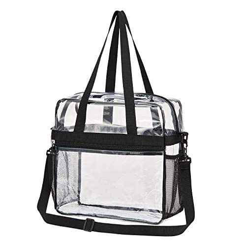 Uspeclare Clear Bag, Clear Tote Bag Stadium Approved, Stadium Security Travel & Gym Clear Bag For Work, Sports Games, Concerts And Women Men 12 X 12 X 6 Inch (Black) #TOP1