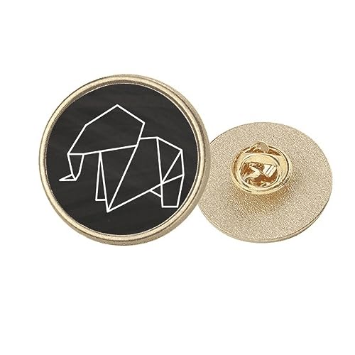 Broche Clip Éléphant Origa Doré, Idée Cadeau Originale Motif Géométrique Rond