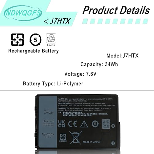 Image of J7HTX 7XNTR Battery Replacement for Dell Latitude 7202 7212 7220 Rugged Extreme Tablet T03H T03H002 T03H003 Series 02JT7D 2JT7D J82G5 451-BBOR 451-BCCO 451-BCDH FH8RW 0FH8RW DRPTJ VW5Y4