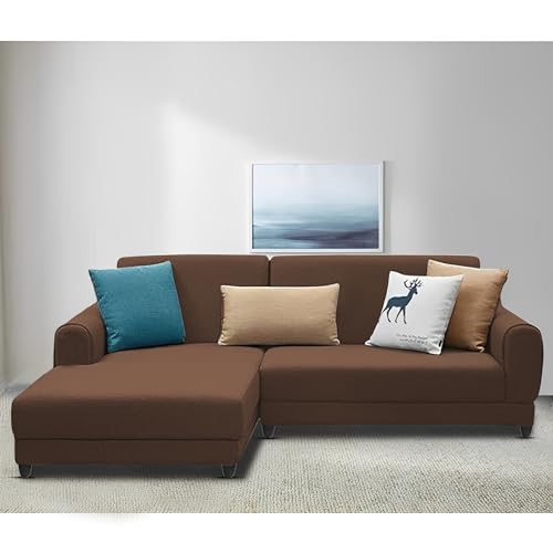 Image of Kraven LHS 4 Seater L Shape Sofa Set for Living Room (Brown Fabric) Premium Fabric Sofa