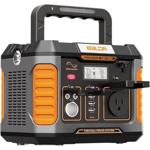 BALDR Portable Power Station, Solar Generator with 120V Pure Sine Wave AC Outlet, Backup Lithium Battery Power Supply, 330W | 288Wh, For CPAP Camping Travel Hunting Outdoors Emergency Blackout Cover