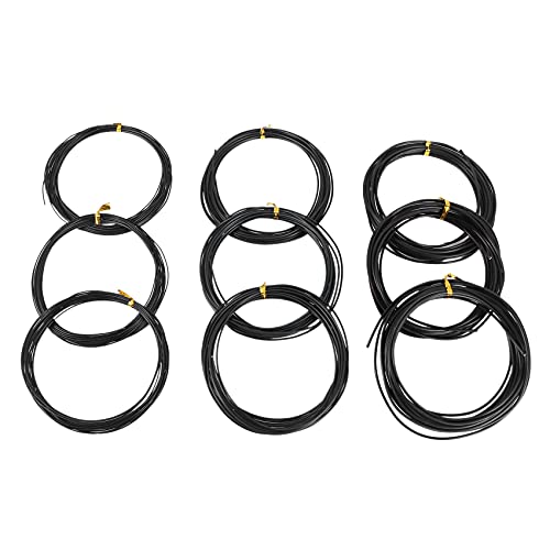 Lullaxy 9 Rollos Bonsai Wires Alambre de Entrenamiento de Aluminio Anodizado Bonsai con 3 TamañOs (1.0 Mm, 1.5 Mm, 2.0 Mm), Total 147 Pies (Negro) Cover