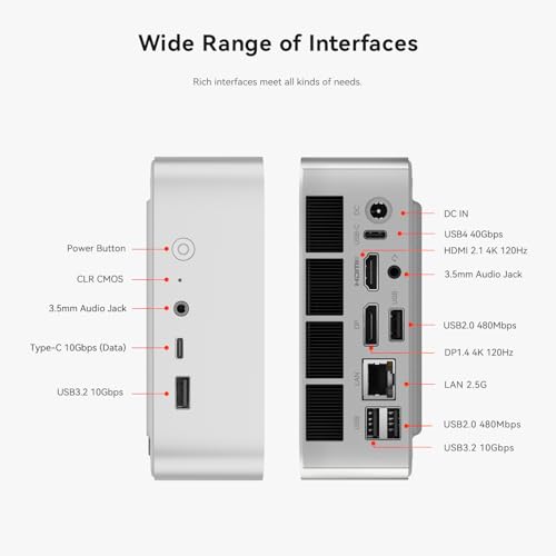 undefined Beelink SER8 Mini PC, AMD Ryzen 7 8745HS(8C/16T, up to 4.9GHz), 32GB DDR5 RAM 1TB PCle4.0 SSD, SER8 Mini Computer Support 4K@144Hz, Tirple Display, HDMI+DP, WiFi6, BT5.2, USB4 の商品画像 5