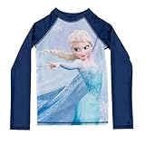 United Labels Die Eiskönigin Schwimmshirt UV Schutz 30 für Mädchen, ELSA, Blau, 122/128, Badeshirt Langarm, Bademode Kinder, Badebekleidung