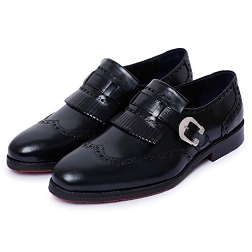 Image of Lethato Men's Wingtip Brogue Kiltie Monk Strap Loafer Dress Shoes