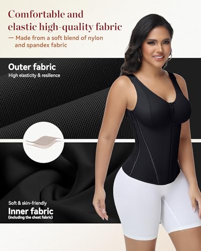 Image of SHAPSHE Corset Waist Trainer Vest for Women Tummy Control Faja with Bra | Double Compression, 3 Adjustable Straps, 13 Steel Bones Support, 75% Nylon 25% Spandex Breathable, for Workout, Postpartum