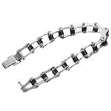 Toyvian Pulsera de Acero Inoxidable para Hombre Cadena Gruesa Estilo Punk Biker Eslabones Resistentes Color Acero Decoración de Muñeca Casual para Uso Diario y Obsequio