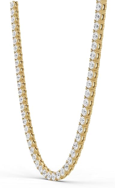 Lab Grown Diamond Straight Line 4 Prong Tennis Necklace in 14K White or Yellow Gold, E-F Color, VS1-VS2 Clarity, 5 to 30 Carat TW, 20 Inches3