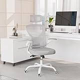 Gotland Ergonomischer Netzkörper Bürostuhl mit 3D-Armlehnen & Lendenstütze, Höhenverstellbarer Schreibtischstuhl für Home Office & Büro, grau