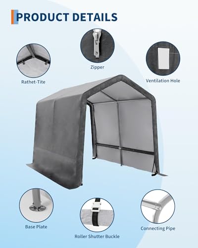 Image of 7X10 ft Heavy-Duty Portable Outdoor Storage Shed