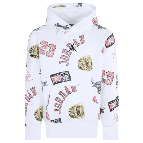 Nike Jordan Felpa da Ragazzo con Cappuccio MJ Essentials Print Bianca Taglia S (128-137 CM) Codice 95C897-782